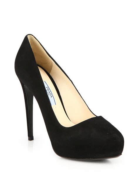 black prada pumps|prada black suede pumps.